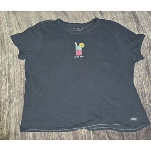 Life‎ is Good Womens XXXL "Half Full" Drink Graphic T Shirt Gray Cotton